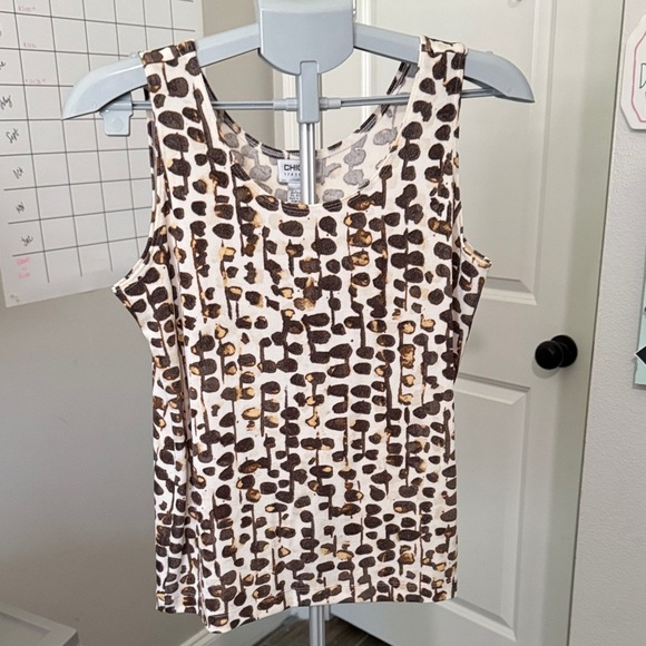 Chico's Travelers Tan and Black Patterned Tank Top NWT - Picture 1 of 8